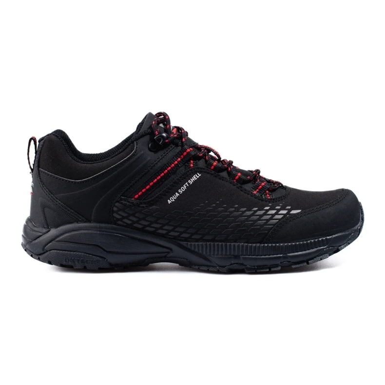 Sapatos de trekking masculinos em uma sola grossa DK preto e vermelho