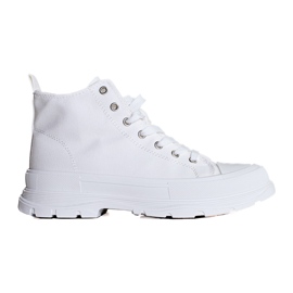 Tênis de mulher branco com cadarço na plataforma Shelovet