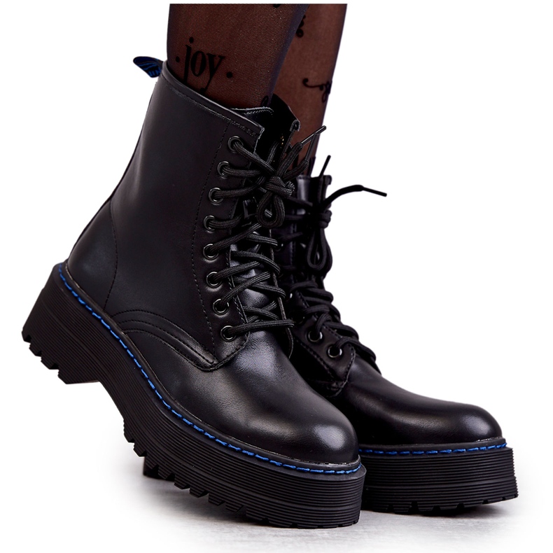 Botas femininas amarradas Glany Black Callie preto