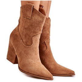 FB1 Botas de cowboy femininas de camurça Camel Mindy marrom