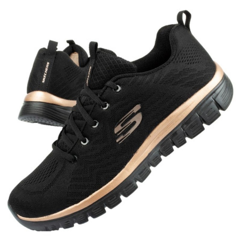 Skechers se conectam aos treinadores W 12615-BKRG preto dourado