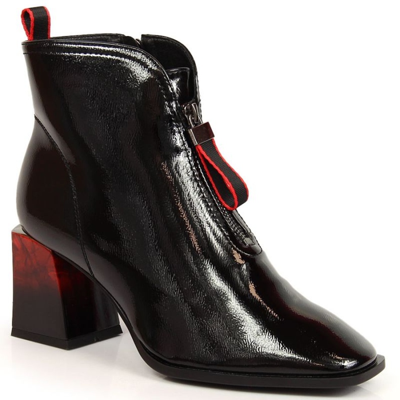 S.Barski Botas lacadas quentes com salto decorativo S. Bararski W OLI183 preto