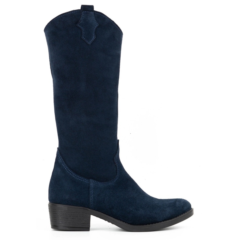 Olivier Botas de pele de mulher Julia azul marinho