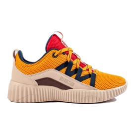 Tênis feminino Big Star KK274061 bege marrom vermelho amarelo