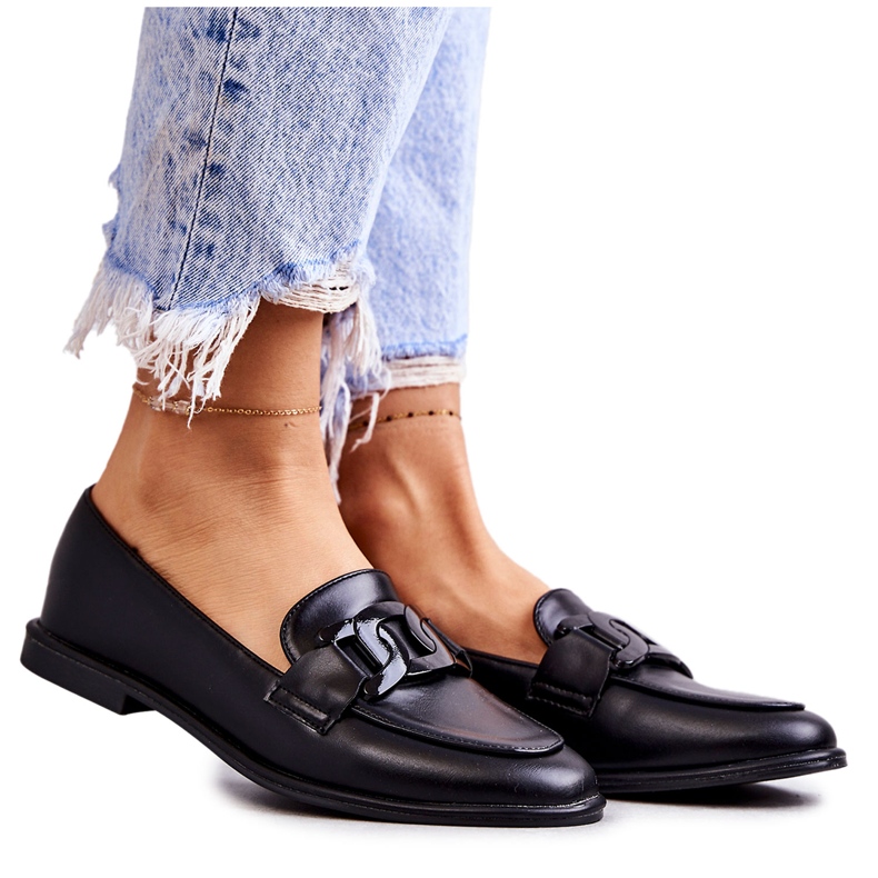 FB2 Mocassins femininos de couro com decoração Kerrie preta preto