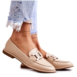 FB2 Mocassins femininos de couro com decoração bege Kerrie