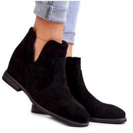 S.Barski Botas de camurça Henriette pretas com recortes em um salto plano preto