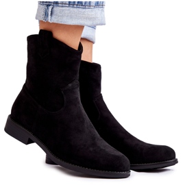 S.Barski Botas femininas de camurça com salto plano preto Fiorenz S.Barski Botas femininas de camurça com salto plano preto Fiorenz