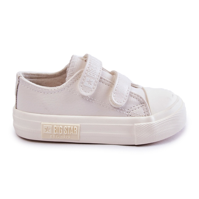 Tênis infantil de couro com velcro Big Star KK374093 branco