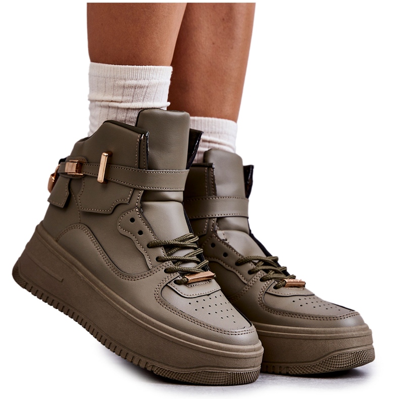 Tênis esportivo feminino de alta temperatura Lexa Green cáqui verde