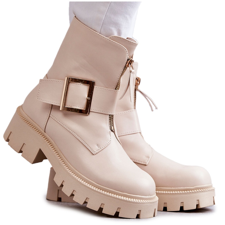 Botas quentes femininas com zíper bege Torey