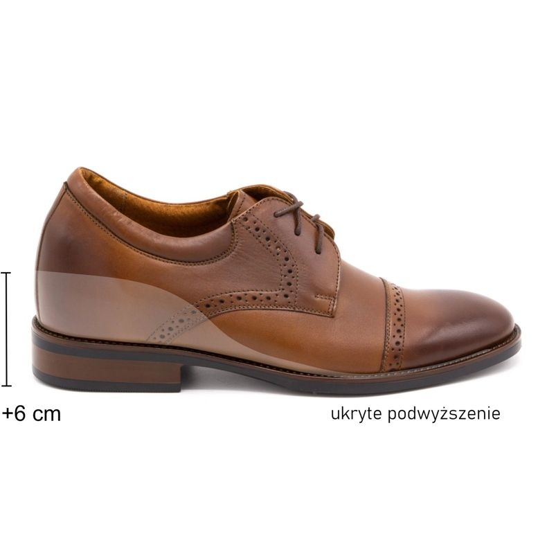 Olivier Sapatos de couro masculinos que aumentam o marrom formal P45KB castanho