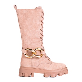 Botas de camurça com atacadores para mulher Botas castanhas Shelovet marrom