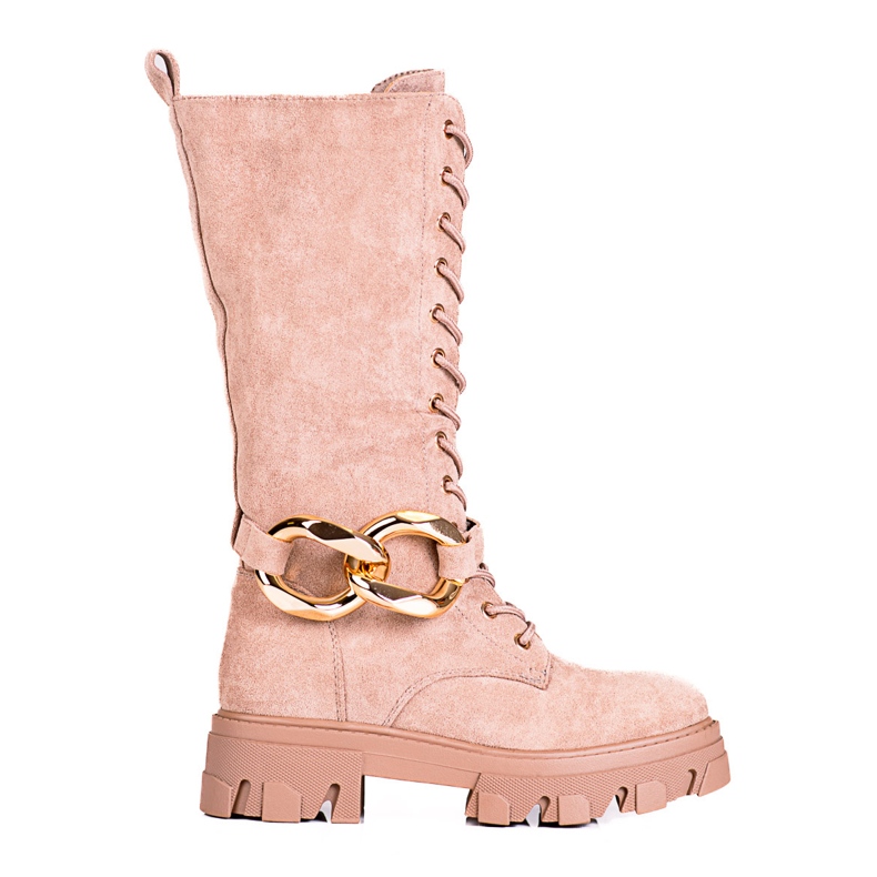 Botas de camurça com atacadores para mulher Botas castanhas Shelovet castanho