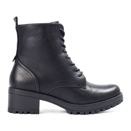 Botins clássicos pretos femininos com cadarço