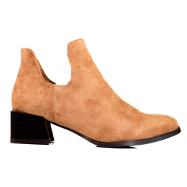 Botas de senhora bege com corte Daszyński castanho
