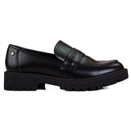 W. Potocki Mocassins femininos clássicos em uma sola grossa Potocki preto