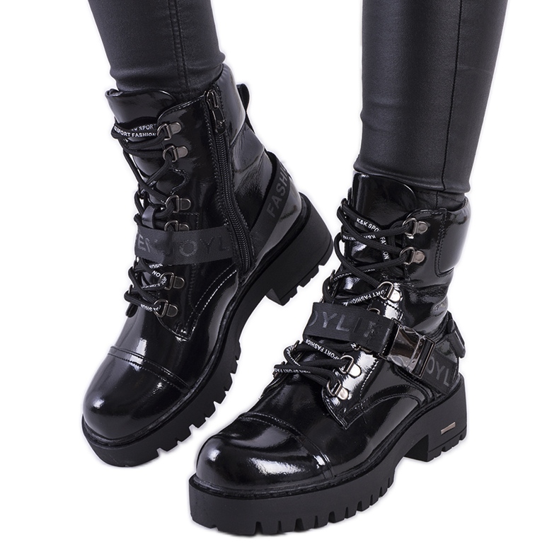 Botas Rutland lacadas a preto