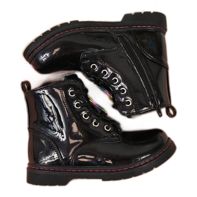 Botas pretas Miss❤E para meninas isoladas com lã de ovelha preto