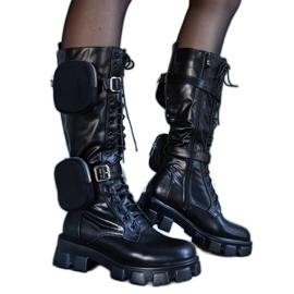 Botas altas pretas com saqueta Peralta preto Botas altas pretas com saqueta Peralta preto
