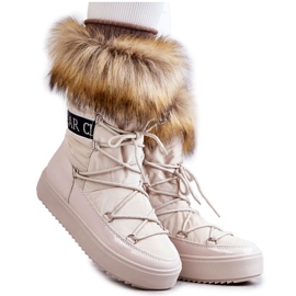 FM1 Botas de neve femininas com cadarço bege Santero FM1 Botas de neve femininas com cadarço bege Santero