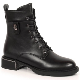 Bota Filippo preta com cadarço e zíper preto