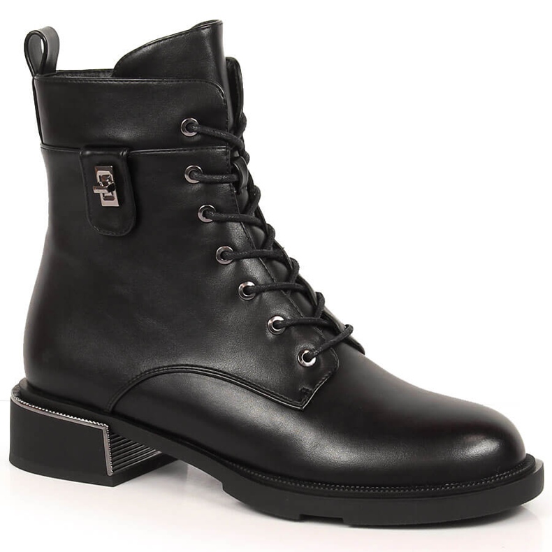 Bota Filippo preta com cadarço e zíper preto