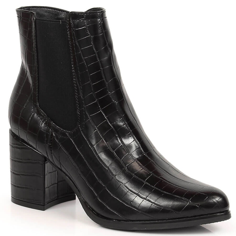 Botas femininas no poste de croco preto isolado Laura La.Fi