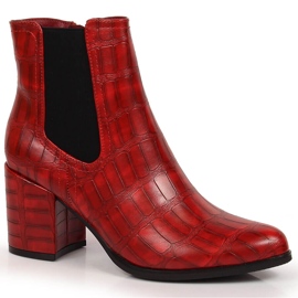 Botas femininas no poste isolado crocodilo vermelho Laura La.Fi preto