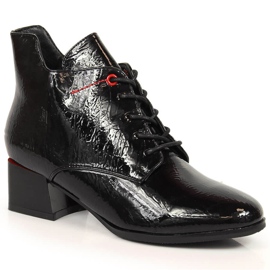 Botas femininas lacadas pretas Jezzi JEZ371 pretas com isolamento preto