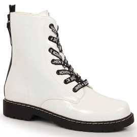 Botas femininas, isolante branco envernizado Vinceza Botas femininas, isolante branco envernizado Vinceza