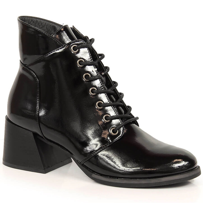 Botas quentes de mulher Vinceza pretas com salto decorativo preto