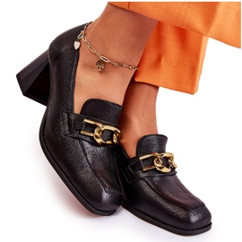 Sapatos de couro com corrente Laura Messi 2515 Preto