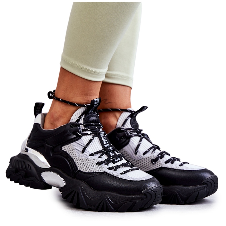 Tênis esportivo feminino Memory Foam System Big Star KK274053 Preto-Cinza