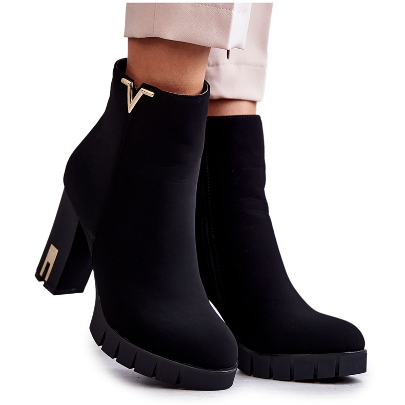 FB2 Botas femininas de salto alto com decoração Teruko preta preto