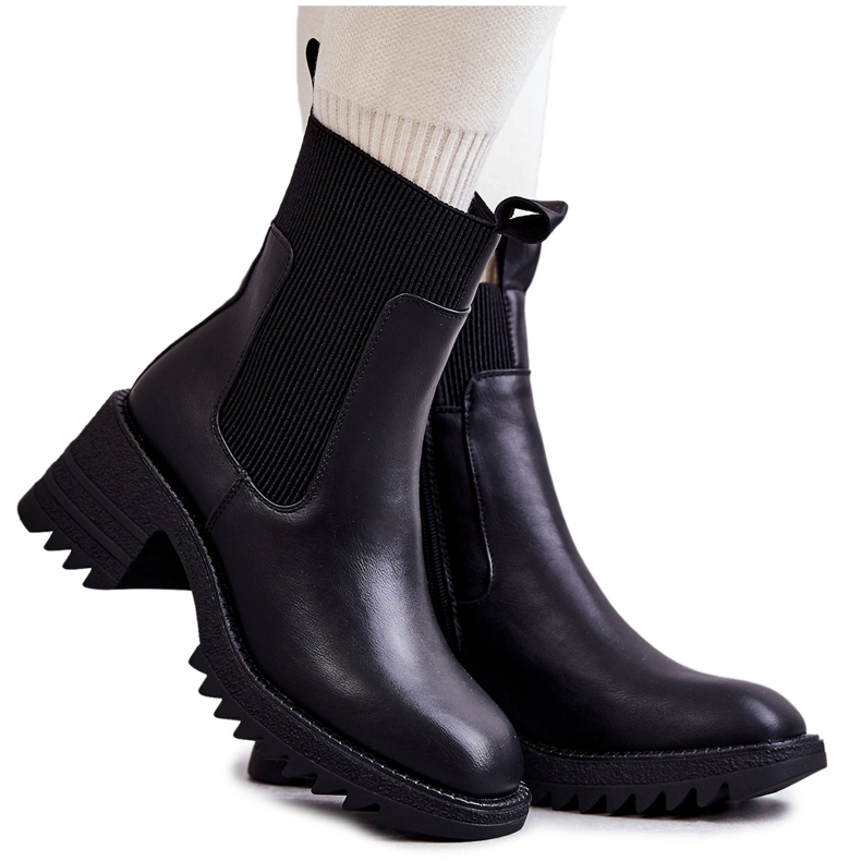 Botas quentes pretas femininas com salto alto Abella preto