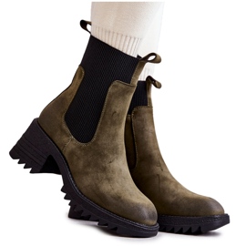 Botas quentes verdes femininas no salto alto Abella