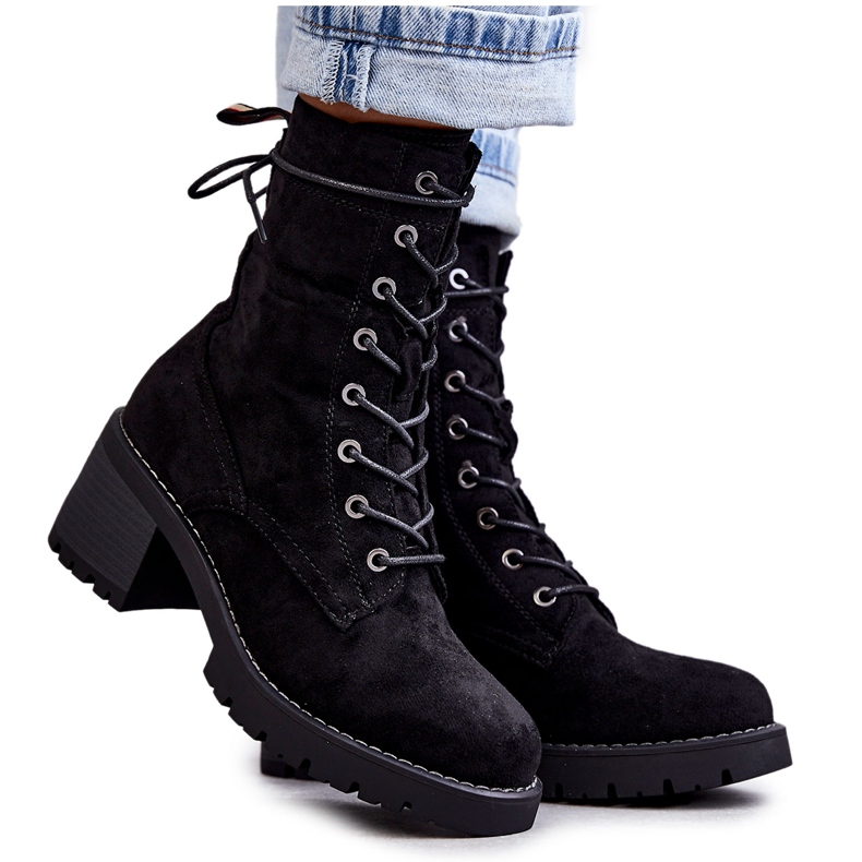 Botas quentes femininas de salto alto Julieta Black preto