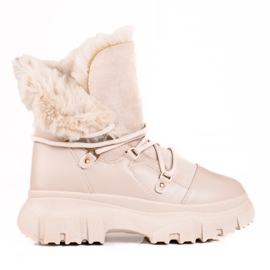 Botas de neve de mulher bege com pelo Shelovet