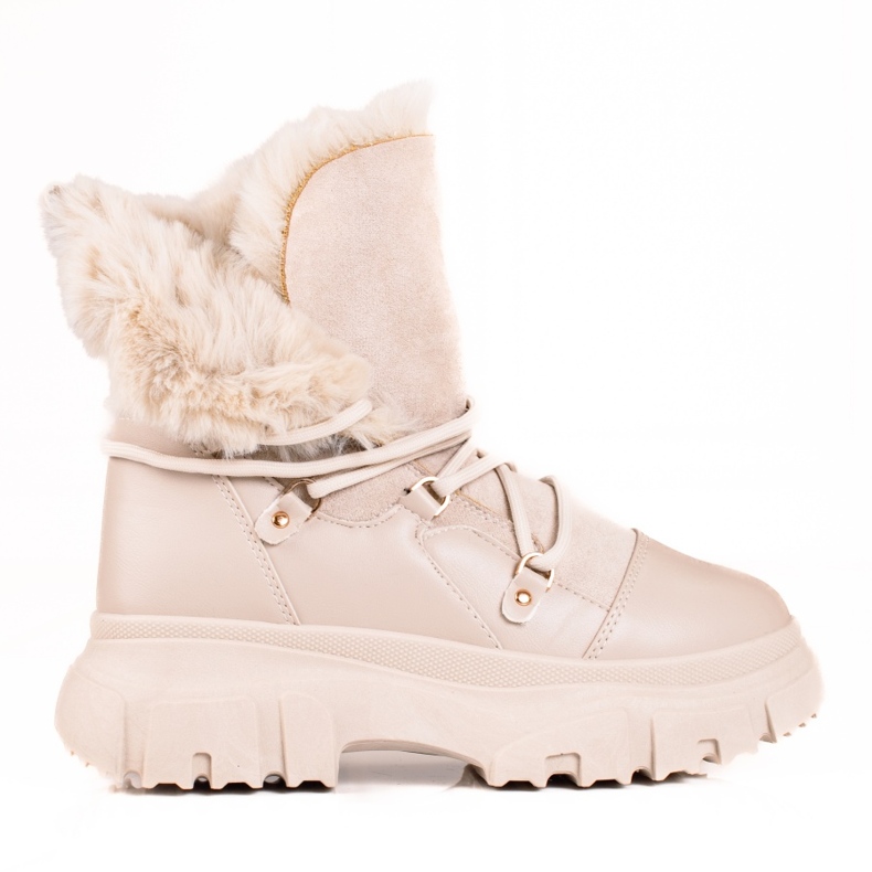 Botas de neve de mulher bege com pelo Shelovet