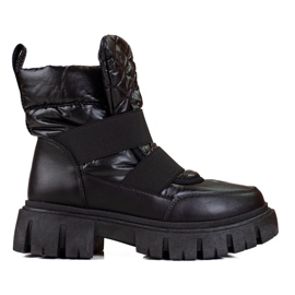 Botas de neve Shelovet femininas em uma plataforma preta grossa preto