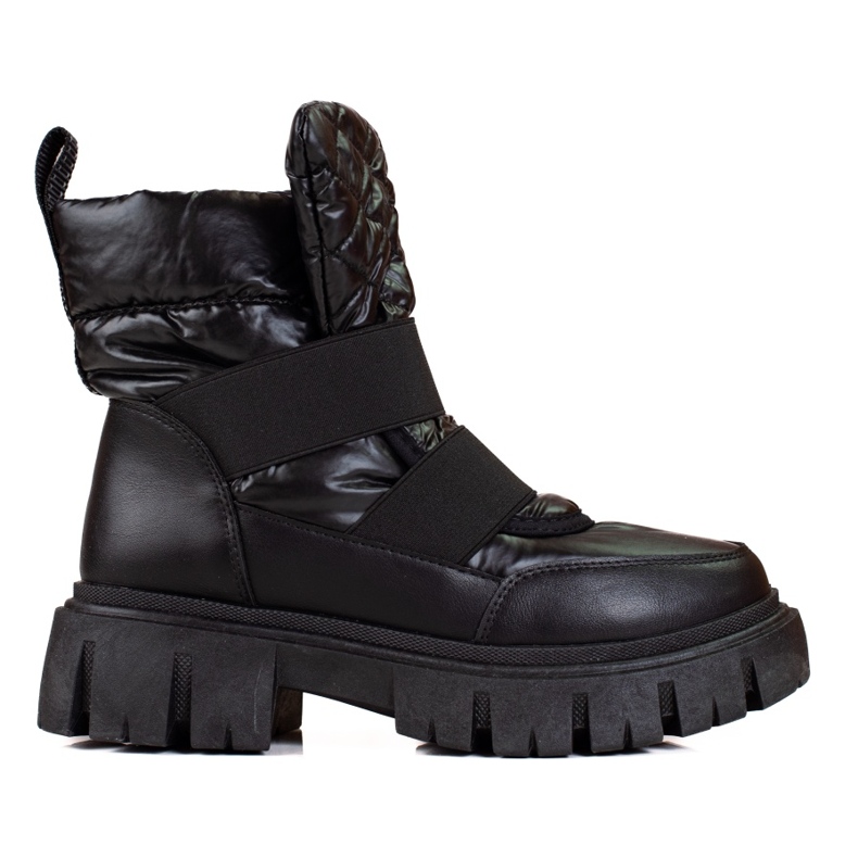 Botas de neve Shelovet femininas em uma plataforma preta grossa preto