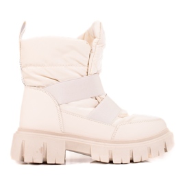 Botas de neve Shelovet femininas em uma plataforma bege grossa marrom