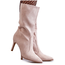 PS1 Botas de salto alto de camurça Bege Arison marrom