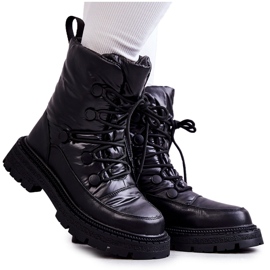 Botas de neve femininas com cadarço GOE KK2N4017 pretas preto