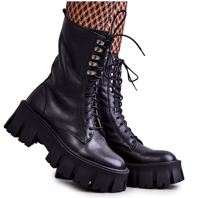 Botas quentes de couro GOE KK2N4013 Preto