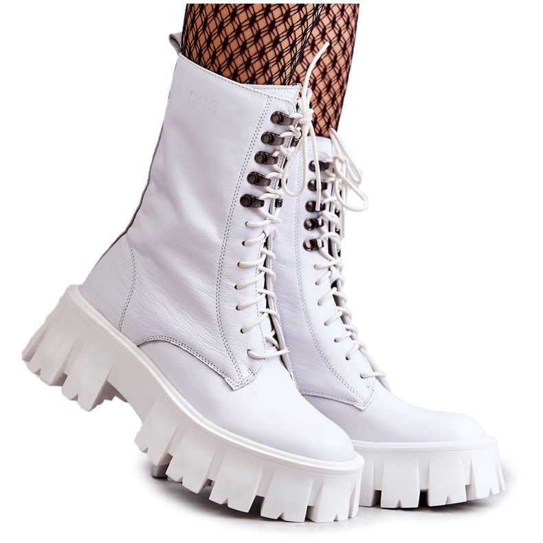 Botas quentes de couro GOE KK2N4012 Branco