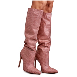 Botas da moda de salto alto com zircônia cúbica rosa Lovisa