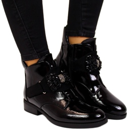 S.Barski Botas lacadas isolantes de mulher com laço preto por S. Barski