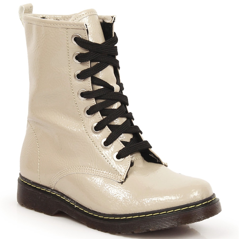 Botas de menina, bege quente envernizado Kornecki 6017